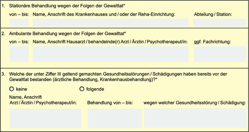 Ärztliche und psychotherapeutische Behandlungen: Eventuelle ärztliche und psychotherapeutische Behandlungen