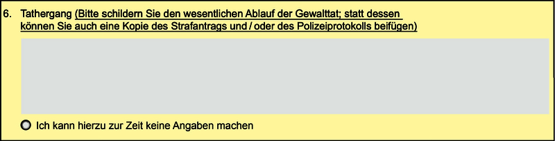 Angaben zur Gewalttat: Beschreibung des Tathergangs