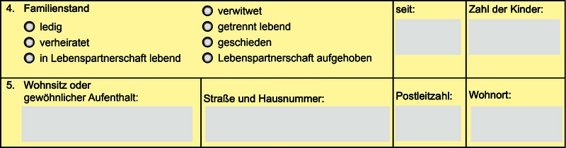 Abbildung des Teils Angaben zu Ihrer Person, Teil 2, im Antrag auf Soziale Entschädigung