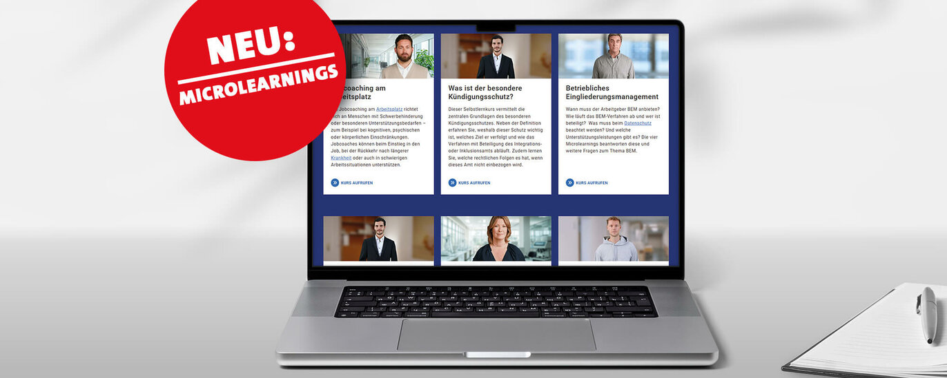 Übersicht der verschiedenen Microlearning-Angebote auf einem Laptop.