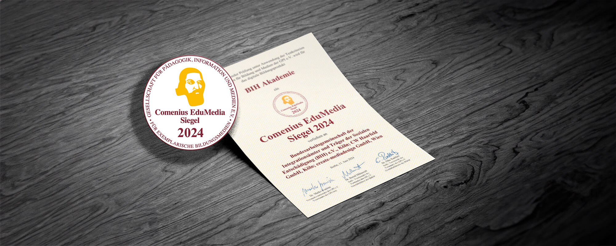 Foto des Comenius Award Gütesiegels