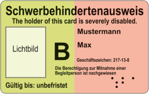 Vorderseite des Schwerbehindertenausweises