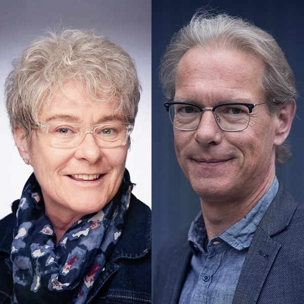 Kollage aus zwei Portraitbildern: Erika Ullmann-Biller und Klaus-Peter Rohde.