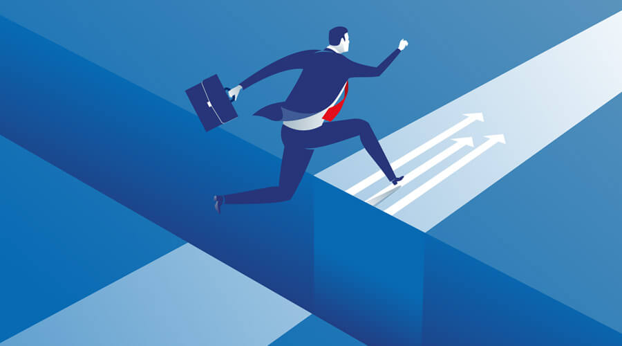 Bagüs-Positionspapier | © shutterstock/bizvector Die Illustration zeigt einen schnell laufenden Mann im Anzug mit Aktentasche.