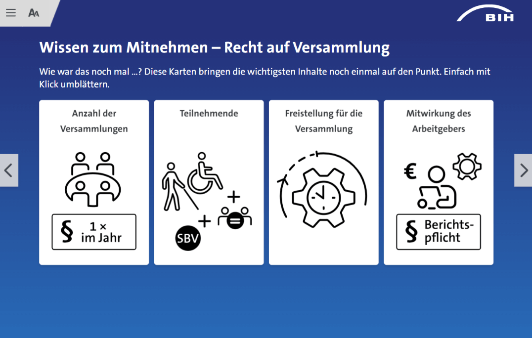 Screenshot aus dem Kurs Versammlung schwerbehinderter Menschen, BIH-Akademie