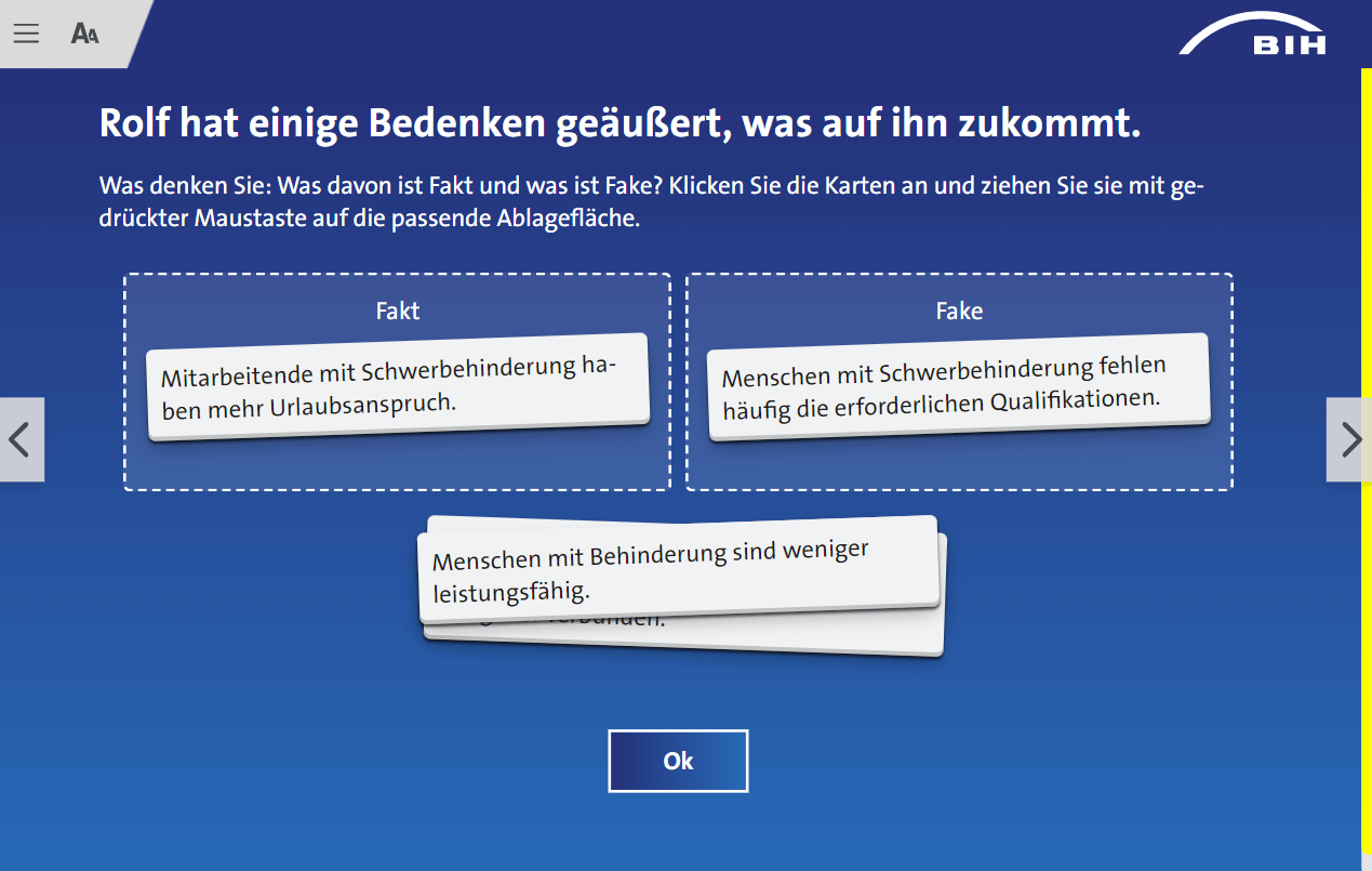 Screenshot aus dem Kurs SGB IX im Personalmanagement der BIH-Akademie