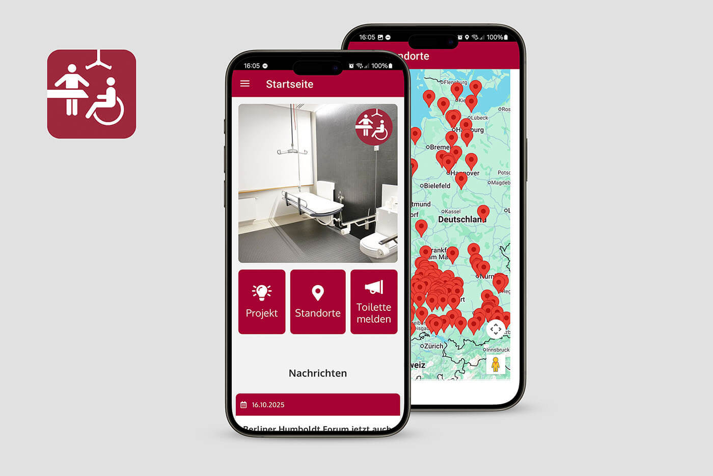 Die Toilettenapp auf dem Smartphone